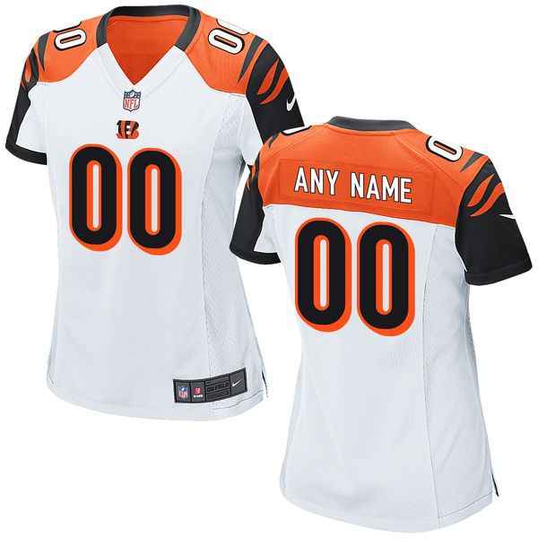 Women Cincinnati Bengals Nike White Custom NFL Jersey->customized nfl jersey->Custom Jersey